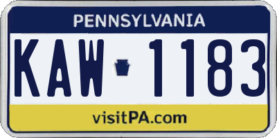PA license plate KAW1183