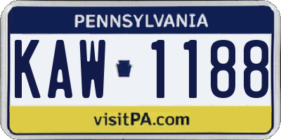 PA license plate KAW1188