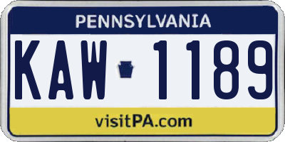 PA license plate KAW1189