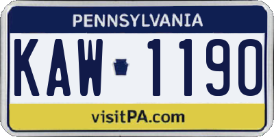 PA license plate KAW1190