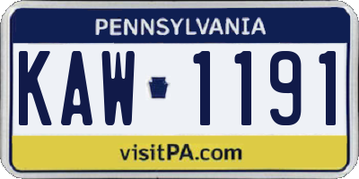 PA license plate KAW1191