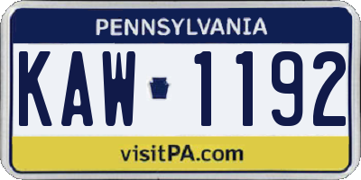 PA license plate KAW1192