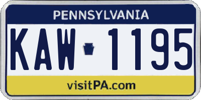 PA license plate KAW1195