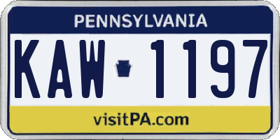 PA license plate KAW1197
