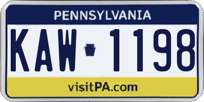 PA license plate KAW1198