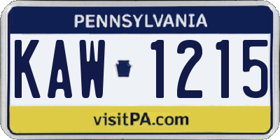 PA license plate KAW1215
