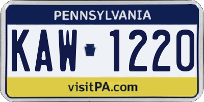 PA license plate KAW1220