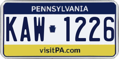 PA license plate KAW1226