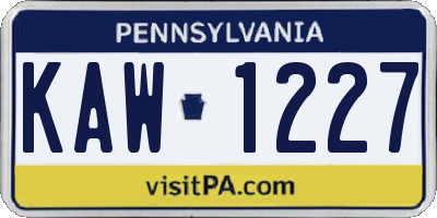 PA license plate KAW1227