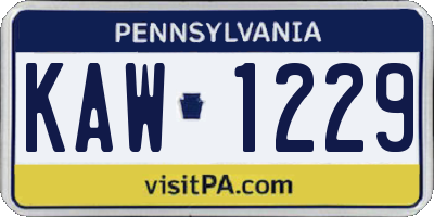 PA license plate KAW1229