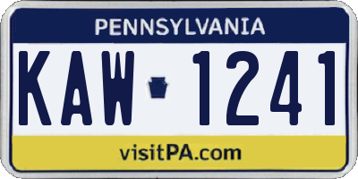 PA license plate KAW1241
