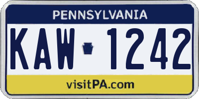 PA license plate KAW1242