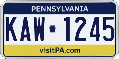 PA license plate KAW1245