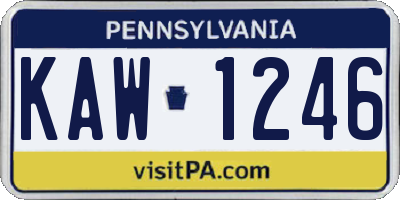 PA license plate KAW1246