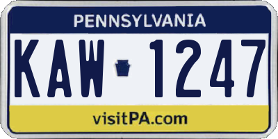 PA license plate KAW1247