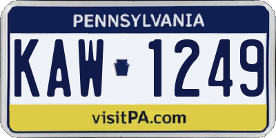 PA license plate KAW1249