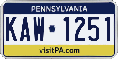 PA license plate KAW1251