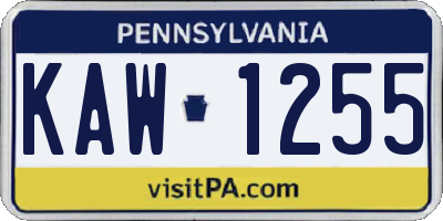PA license plate KAW1255