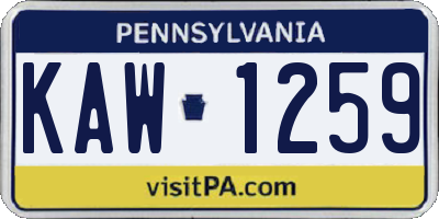 PA license plate KAW1259