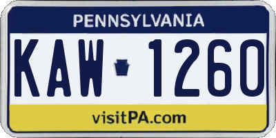 PA license plate KAW1260