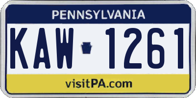 PA license plate KAW1261