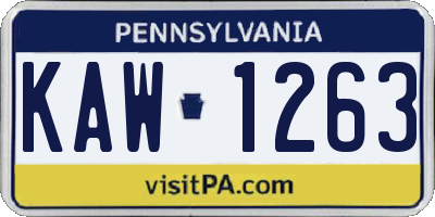 PA license plate KAW1263