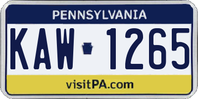 PA license plate KAW1265