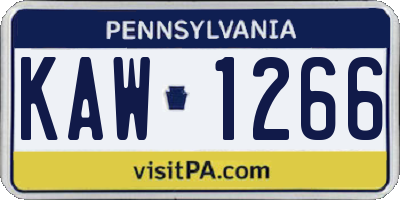 PA license plate KAW1266