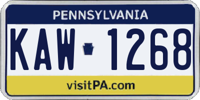 PA license plate KAW1268