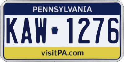 PA license plate KAW1276
