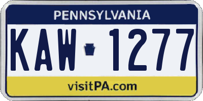 PA license plate KAW1277