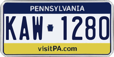 PA license plate KAW1280
