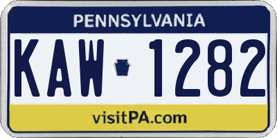 PA license plate KAW1282