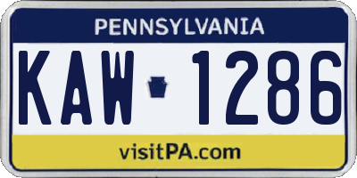 PA license plate KAW1286