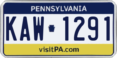 PA license plate KAW1291