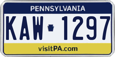 PA license plate KAW1297