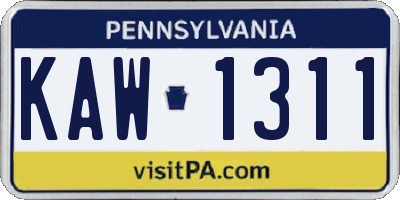 PA license plate KAW1311