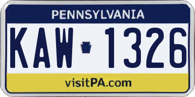 PA license plate KAW1326