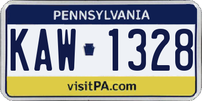 PA license plate KAW1328