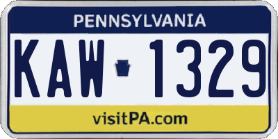 PA license plate KAW1329