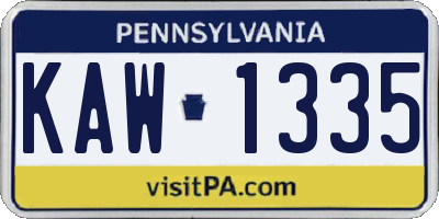 PA license plate KAW1335