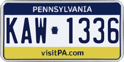 PA license plate KAW1336