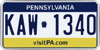 PA license plate KAW1340