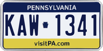 PA license plate KAW1341