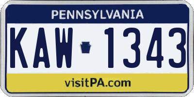 PA license plate KAW1343