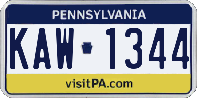 PA license plate KAW1344