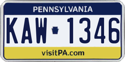 PA license plate KAW1346
