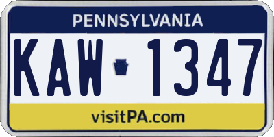 PA license plate KAW1347