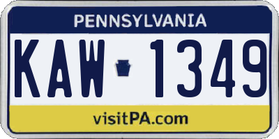 PA license plate KAW1349