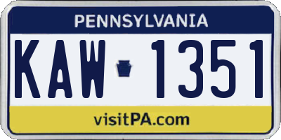 PA license plate KAW1351